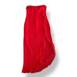 Lauren Ralph Lauren Black Label Red Silk Strapless Long Maxi Formal Dress Size 8